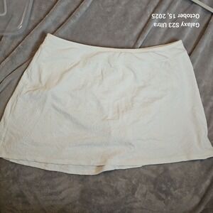 Lands' End Women's Swim Skirt Size 16W White Swim Skirt Floral Textured